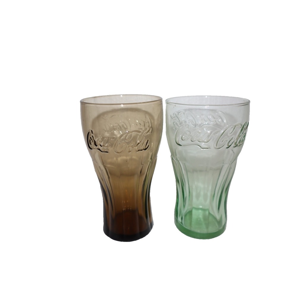 2 Vintage Coca-Cola Drinking Glass  Colored